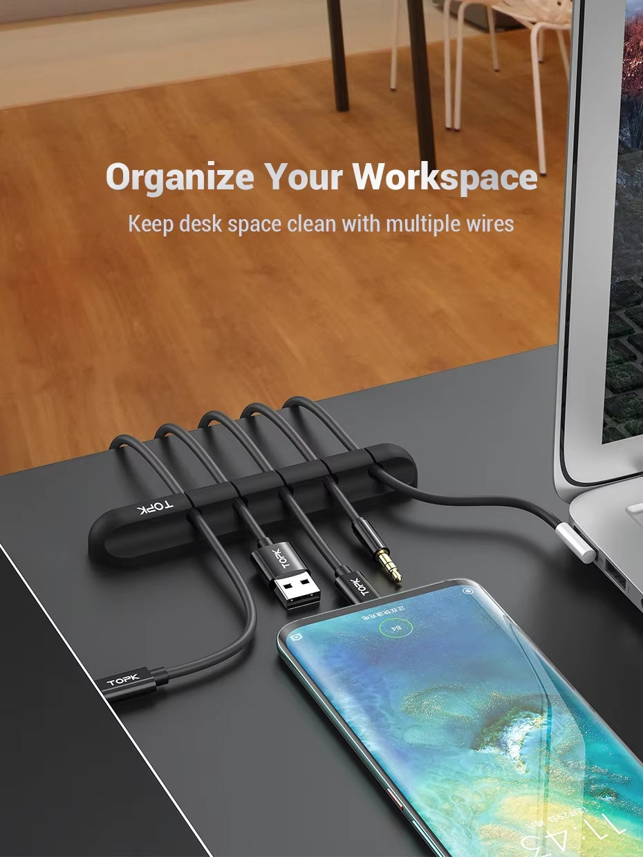 Silicone USB Cable Winder Desktop Cable Organizer